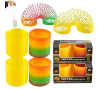 SRV Hub 4 Pack Magic Spring Toy Set, 6.5cm Giant Rainbow Slinky Coils for Sensory Play, Stretchy & Bouncing Kids Fidget Toys, Perfect Birthday Party Favours & School Prizes for Boys & Girls