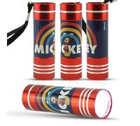 SRV Hub 4Pcs Mickey Mouse LED Flashlight Torch for Kids, 9 LED Aluminum Torch with Disney Characters, Outdoor Adventure Flashlight for Boys 3+ Years, Fun Christmas New Year Gift in Bright Red