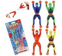 SRV Hub 4Pcs Sticky Superheroes Window Walkers, Stretchy Wall Climbing Toys for Kids, 9.5cm Sticky Wall Crawlers, Party Bag Fillers, Fun Gifts for Boys Girls Age 3+