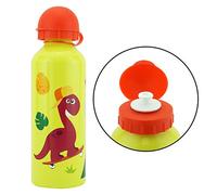 SRV Hub 500ml Crazy Dino Yellow Kids Water Bottle - Eco-Friendly, Durable, BPA-Free & Leakproof Aluminium Flask for School, Travel, Picnics, Hiking & Camping - Perfect for Boys & Girls 3+ Years