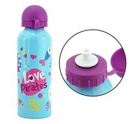 SRV Hub 500ml Love Pirates Sky Blue Kids Water Bottle - Eco-Friendly, Durable, BPA-Free & Leakproof Aluminium Flask for School, Travel, Sports, Hiking & Camping - Perfect for Girls 3+ Years