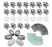 SRV Hub 51Pcs Gift Decor Wrapping Set, Hanging Blank Label Gift Tags with Strings, Star Shape Self Adhesive Confetti Bows, Classic Ribbon Cops Xmas Decoration