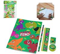 SRV Hub 5Pcs Crazy Dino Complete Stationery Set | Includes Rubber, Sharpener, Scale, Notebook, Pencil | Ideal for Drawing, Sketching, Shading | Perfect for Artists & Beginners