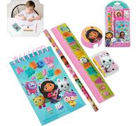 SRV Hub 5Pcs Gabby's Dollhouse Stationery Set for Kids, Mini Notepad, Pencil, Eraser, Ruler & Sharpener, Back to School Essentials, Preschool Nursery Gift for Ages 3-12