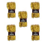 SRV Hub 5Pcs Gold Tinsel for Christmas Tree-15M| Metallic Thin Tinsel Garland for Party Indoor and Outdoor| Christmas Hanging Decorations