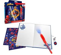 SRV Hub 5Pcs Marvel Spiderman Secret Diary Set for Boys - Lockable Journal with Keys, Magic UV Ink Pen, Stickers & Notepad - Superhero Stationery Gift for Kids Ages 4+