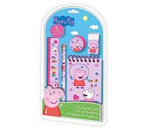 SRV Hub 5Pcs Pepa Pig Stationery Set for Kids| A5 Notebook, Eraser, Pencil, Ruler, Sharpener| Back to School Supplies Gifts for Girls 3+ Years