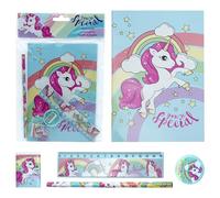 SRV Hub 5Pcs Unicorn Stationery Kit for Girls - Pencil, Eraser, Sharpener, Ruler & Notebook - Cute School Supplies Set, Creative Gift for Students & Artists