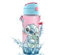 SRV Hub 600ml Disney Stitch Kids Water Bottle with Straw - Aluminium Leak Proof Stitch Drinking Bottle with Carry Strap, BPA Free Metal Water Bottle for Girls & Boys, Back to School & Gift for Kids