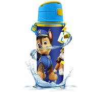 SRV Hub 600ml Paw Patrol Kids Water Bottle - Aluminium Leak Proof Drinking Bottle with Straw & Carry Strap, BPA Free Metal Water Bottle for Boys, School, Sports & Travel
