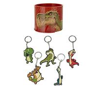 SRV Hub 6PCS Gigantosaurus Dino Keychains & Magic Spring Set for Kids | Christmas Stocking Fillers, 5Pcs 2D Keyrings & 1x Red Spring, Fun Toys for Toddlers 3+