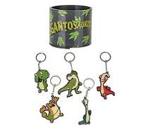 SRV Hub 6PCS Gigantosaurus Magic Spring & Keychain Set for Kids, 5Pcs 2D Keyrings & 1x Stretchy Bouncing Magic Spring - Ideal Christmas & Birthday Party Favors for Toddlers