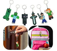 SRV Hub 6x Mine-craft Kids Backpack KeyChains, Give Away Gift Ideas, Keychains Accessories Kids, Stocking Stuffers for Kids, Birthday Party Favor Keyrings, Multipurpose Key Rings