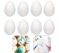 SRV Hub 8 Pieces White Easter Foam Eggs, Easter Party Decor, Easter Polystyrene Egg Shapes Easter Eggs Decorations Ornaments (8Pcs Polystrene Eggs)