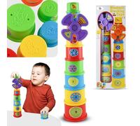 SRV Hub 9 Piece Purple Windmill Stacking Cups Toy - Toddler Toys Nesting Rainbow Stacking Cups Educational Bath Baby Toys 1 Year Old Girls Boys Pre-school Learning Toy Stacking Tower Size-26.5cm