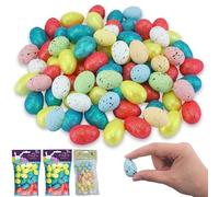 SRV Hub 96PCs Easter Speckled Eggs with Mini Glitter Eggs - Artificial Bird Eggs, Decorative Easter Eggs, Mini Foam Eggs Ornaments for Easter Bonnet Crafts Spring Party Favors