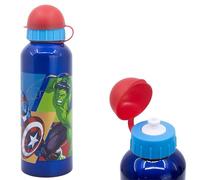 SRV Hub Avengers Seven Wonders Aluminium Water Bottle 530 ml - Kids Lightweight Drinking Bottle with Spout & Safety Cap, Leak-Resistant Reusable Bottle for School, Sports & Travel (Age 4+)