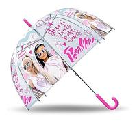 SRV Hub Barbie Kids PVC Umbrella, 74cm Transparent Dome/Bell Umbrella for Childrens, Windproof Stick Umbrella for Girls, Keep Young Athletes Dry and Happy 3-7 Years