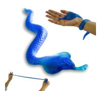 SRV Hub Blue Rubber Elastic Snake Figures, Realistic Reptile Animal Figurine Big Rainforest Stretch Upto 3M, Summer Fake Snake for Garden Props to Keep Birds Away April Fool Pranks - 40.5cm