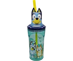 SRV Hub Bluey 3D Figurine Cup with Straw - 360ml BPA-Free Plastic Tumbler - Reusable Kids Drinkware for School, Camping, Picnics - Fun Character Cup for Toddlers & Children