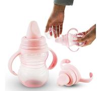 SRV Hub BPA Free Soft Spout Sippy Cup with Handles 290ml | Plastic Toddler Water Bottle | Easy Grip Non Spill Sipper Cup for Toddlers, Removable Handles Baby Pink Feeding Bottle 6+ Months