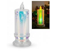 SRV Hub Christmas Iridescent LED Pillar Candle 11cm - Flameless Flickering Light, Battery Operated Snow White Christmas Iridescent LED for Xmas Home Decoration