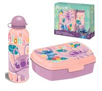 SRV Hub Disney Stitch Kids Lunch Box & 500ml Aluminium Water Bottle Set, BPA-Free, Leak-Proof, Lightweight, Reusable, Ideal for School, Travel, Picnic, Camping, Gift for Kids 3+