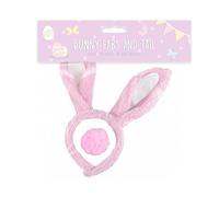 SRV Hub Easter Bunny Ears Fluffy Headband and Pom Pom Tail