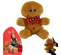 SRV Hub Easter Gingerbread Man Plush 25cm Soft Brown Stuffed Cookie Character with Felt Bow Spring Decoration Cuddly Toy Gift for Kids Nursery Room Décor