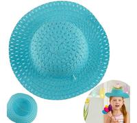 SRV Hub Easter Woven Bonnet Hat Blue, Base to Decorate DIY Easter Hat for Childrens, Spring Straw Fancy Dress Hat 50cm