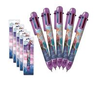 SRV Hub Frozen 6-in-1 Retractable Multicolour Ballpoint Pens 5 Pack, 0.5mm Fine Tip Rainbow Colour Pens, Kids School Stationery Set for Writing, Notes, Arts, Crafts & Gifts 3+ Years