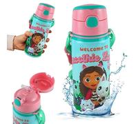 SRV Hub Gabby's Dollhouse Kids Water Bottle 600ml Aluminium Insulated Leak Proof with Strap | BPA Free Lightweight Reusable Sports Bottle for School Nursery Gym Travel Picnic Girls Boys 3+ Years
