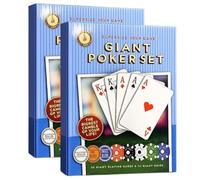 SRV Hub Gigantic Playing Cards (28cm x 20cm) -2Pk Super Big Cards with Chips Full Set, Easy to Read, Plastic Coated & Water Resistant Deck for Garden & Party Games, Family Fun, Christmas