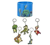 SRV Hub Gigantosaurus 6PCS Set - 5x Dino Character 2D Keyrings & 1x Blue Magic Spring, Perfect Christmas Party Bag Fillers & Stocking Stuffers for Kids 3+