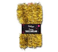 SRV Hub Gold Chunky Tinsel Garland for Christmas-15M| Thin Metallic Tinsel for Xmas Garland| Decorations Supplies for New Year Christmas