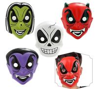 SRV Hub Halloween Kids Plastic Face Mask 1x Random - Spooky and Fun Costume Accessory with Elasticated Fastening for Parties, Trick-or-Treating and School Events, One Size Fits Most