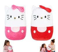 SRV Hub Hello Kitty Oval Plush Pillow Set 2 Pack, Pink & Red Soft Stuffed Character Cushions 22cm, Decorative Throw Pillows for Bed, Sofa & Bedroom, Gift for Kids & Collectors