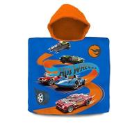 SRV Hub Hot Wheels Kids Hooded Towel Poncho 120x60cm | Boys Bathrobe for Swimming Pool, Surf & Beach | Soft Cotton Changing Towel for Ages 3-6 | Summer Car-Themed Fun
