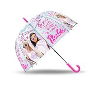 SRV Hub Kids Barbie Transparent Umbrella, 75cm PVC Dome, Lightweight, Windproof, Child-Sized for Girls 3-7 Years, Durable, Portable, Rain & Sun Protection, Stylish J Handle
