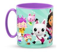 SRV Hub Kids Plastic Mug Gabby’s Dollhouse 390ml, BPA Free Reusable Drinking Cup for Girls, Microwave & Dishwasher Safe Children Mug with Handle for Home School Travel