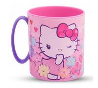 SRV Hub Kids Plastic Mug Hello Kitty 390ml, BPA Free Reusable Drinking Cup for Girls, Microwave & Dishwasher Safe Children Cup with Handle for Water, Milk & Juice