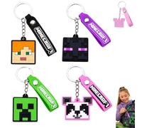 SRV Hub Licensed Minecraft Keychain - Soft PVC Charm 2D Keyrings for Kids, Cute Backpack Pendant, Gamer Accessories, Party Favors, Birthday Gifts for Boys & Girls
