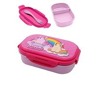 SRV Hub Lunch Box for Kids, Sweet Dreams Lunchbox with Cutlery, 2 Compartment Snack Box for Toddlers, Reusable Sandwich Box Made of BPA-Free Plastic, Size-20cm