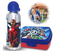 SRV Hub Marvel Avengers Lunch Box with Aluminium Water Bottle Set Cutlery Leak-Proof Lunchbox Snack Boxes for Summer Kids Adult,Kids Lunch Box with Compartments for School Travel Kindergarten Office
