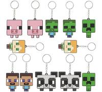 SRV Hub Minecaraft Cute & Durable PVC Keychains - 12Pcs Soft Keyrings for Kids, Birthday Party Favors, Christmas Gifts, Backpack Decor & Stocking Stuffers