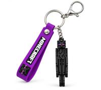 SRV Hub Minecraft 3D Keychain with Wristband 3D Character Keychain, PVC Bag Charm with Metal Clip for Backpack, Keys, Pencil Case, Kids Gaming Gift