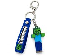 SRV Hub Minecraft 3D Keychain with Wristband 3D Character Keychain, PVC Bag Charm with Metal Clip for Backpack, Keys, Pencil Case, Kids Gaming Gift