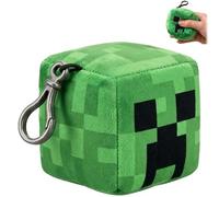 SRV Hub Minecraft Creeper Plush Cube Clip-On Keychain - 8cm Soft Creeper Plush Toy | Backpack Charm Collectible Minecraft Gift for Kids & Gamers