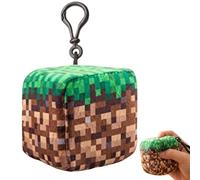 SRV Hub Minecraft Earth Cube Plush Clip-On Keychain - 8cm Soft Minecraft Earth Plush Toy | Backpack Charm Collectible Gamer Gift for Kids