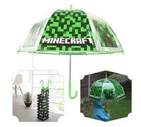 SRV Hub Minecraft Kids Transparent Umbrella, 75cm PVC Dome, Windproof, Lightweight, Waterproof for Boys & Girls 3-7 Years, Durable J Handle, Rain & Sun Protection